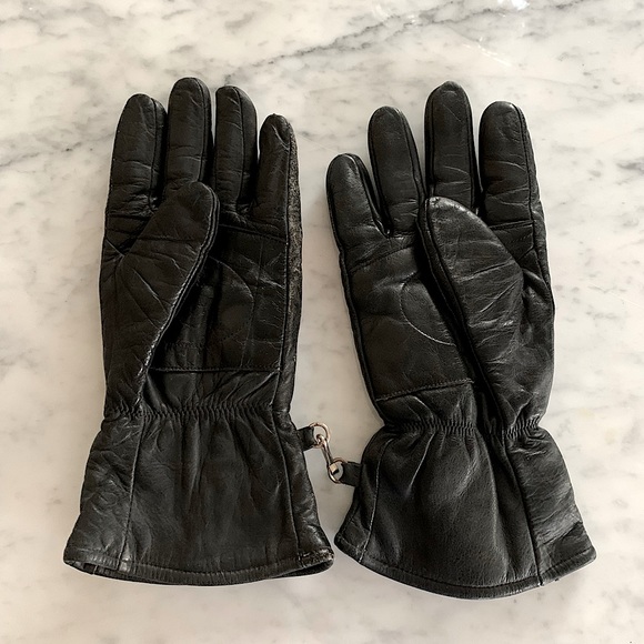 Vintage leather gloves with pop of colour stripes  fully lined - Picture 2 of 4